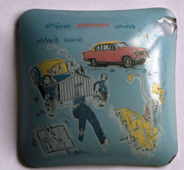 Borgward Ashtray 1958 "Einen Borgward muesste man haben" glas (5381)